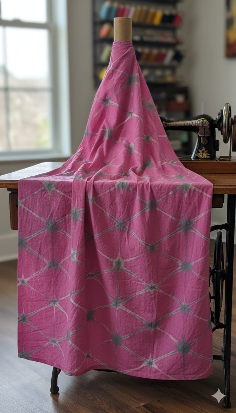 Crush Cotton Clamp Dye Fabric - Purple - Charkha TalesCrush Cotton Clamp Dye Fabric - Purple