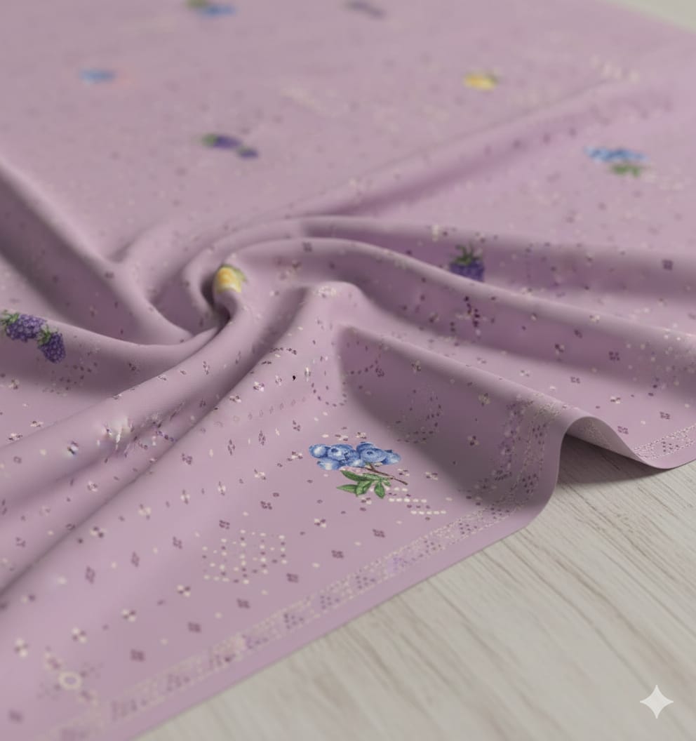 Crush Cotton Digital Print Fabric - Purple - Charkha TalesCrush Cotton Digital Print Fabric - Purple