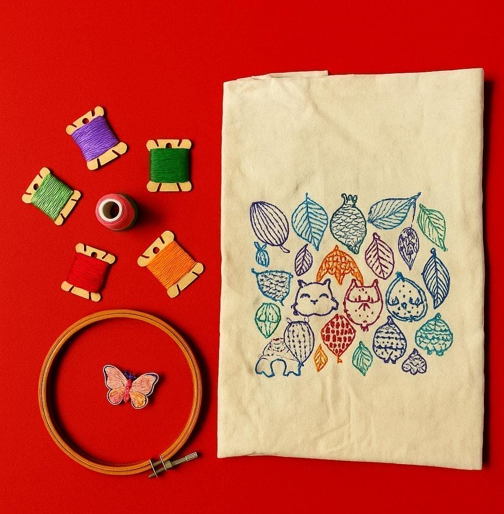 Flower Basket DIY Embroidery Kit - Charkha TalesFlower Basket DIY Embroidery Kit