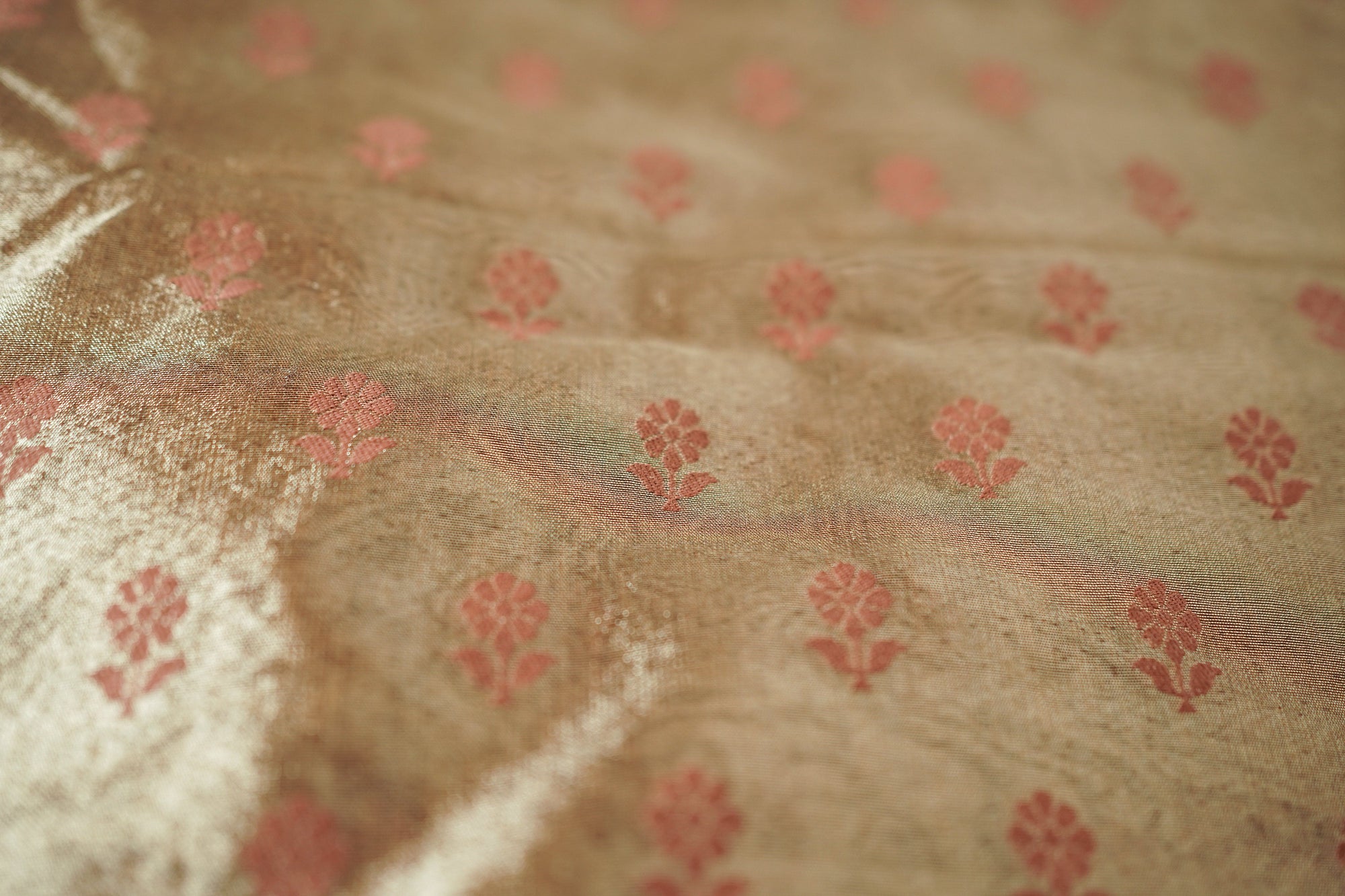 Golden Banarasi Butta Fabric - Charkha TalesGolden Banarasi Butta Fabric