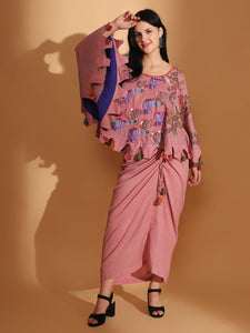 Gond Artwork Top & Skirt - Blush Pink