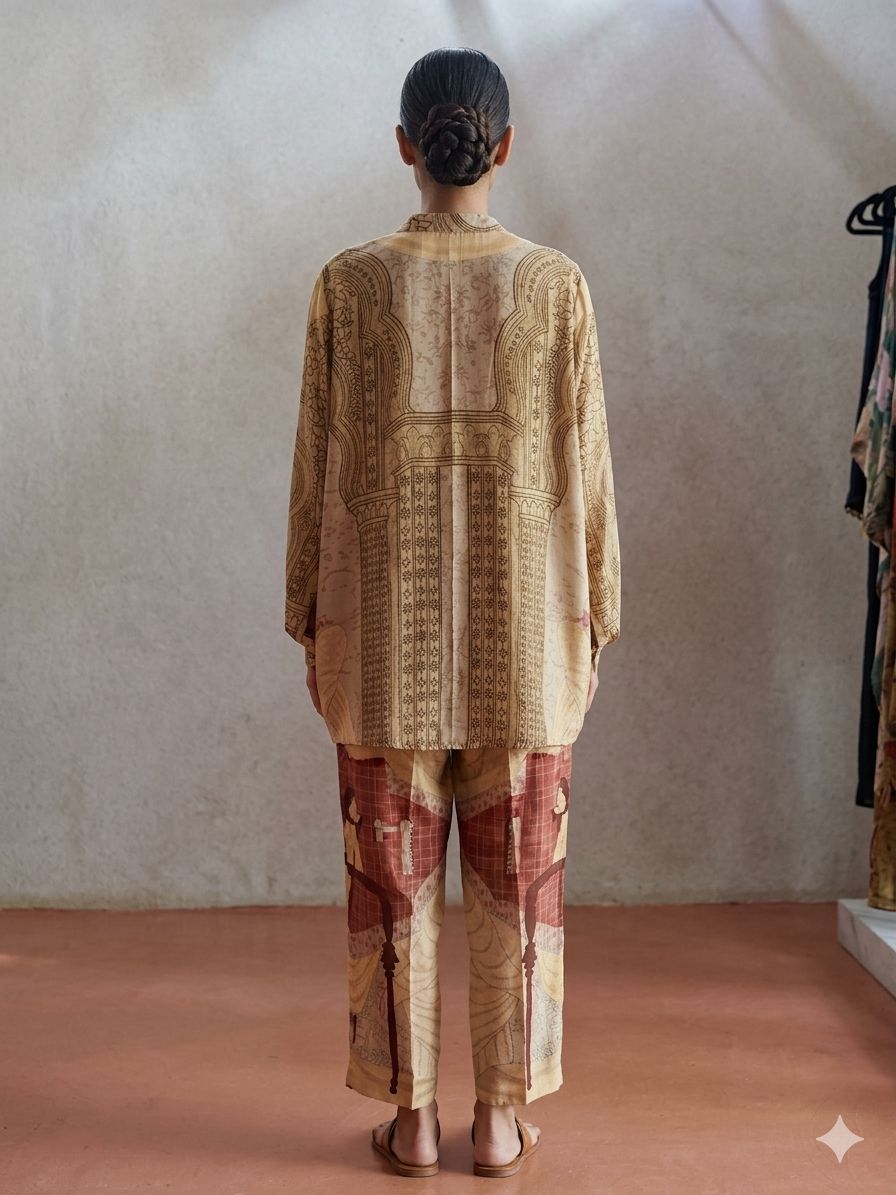 Gond Print Women Co - ord Set - Beige - Charkha TalesGond Print Women Co - ord Set - Beige