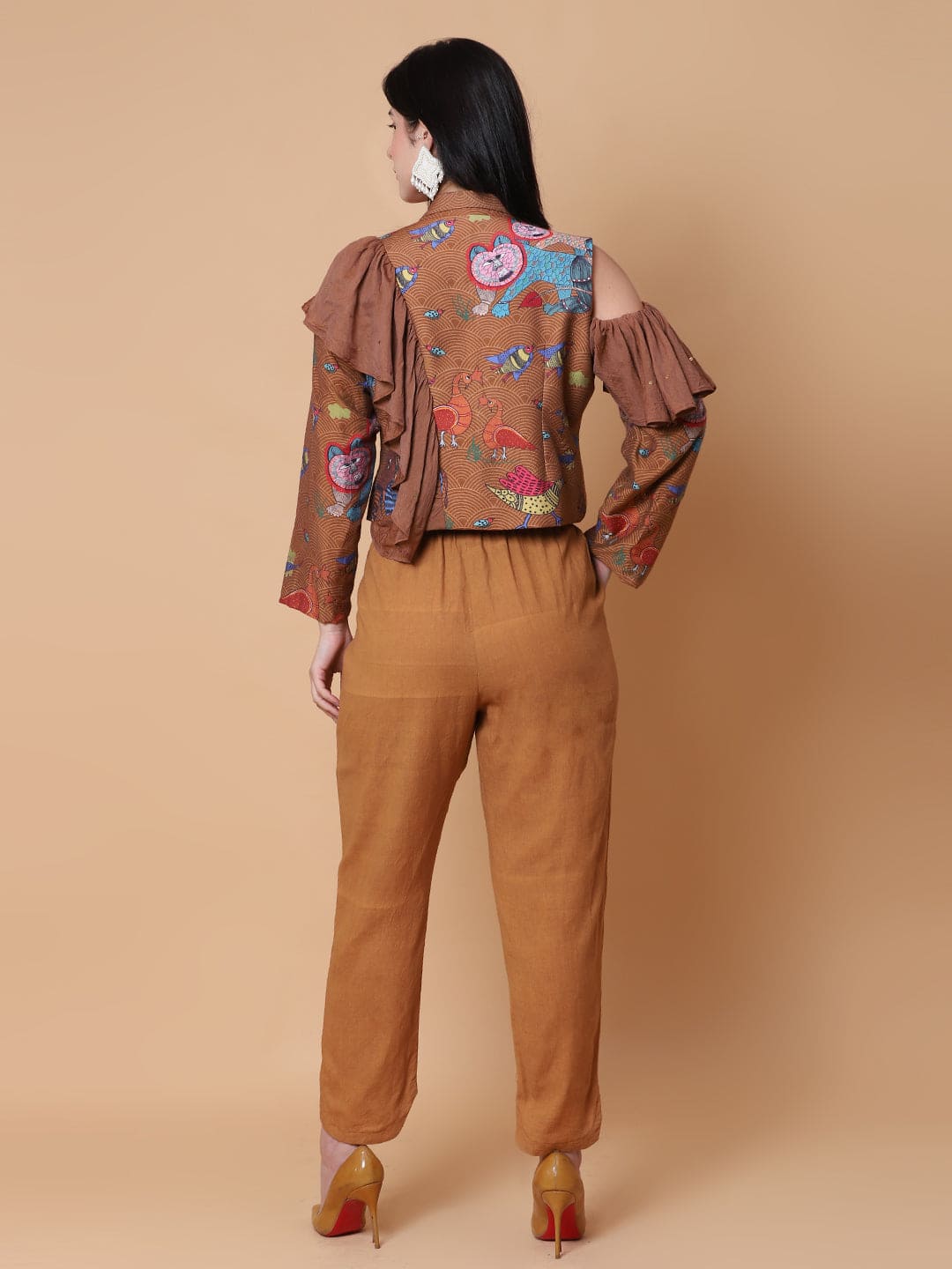 Gondh Print Women Co - Ord Set - Brown - Charkha TalesGondh Print Women Co - Ord Set - Brown