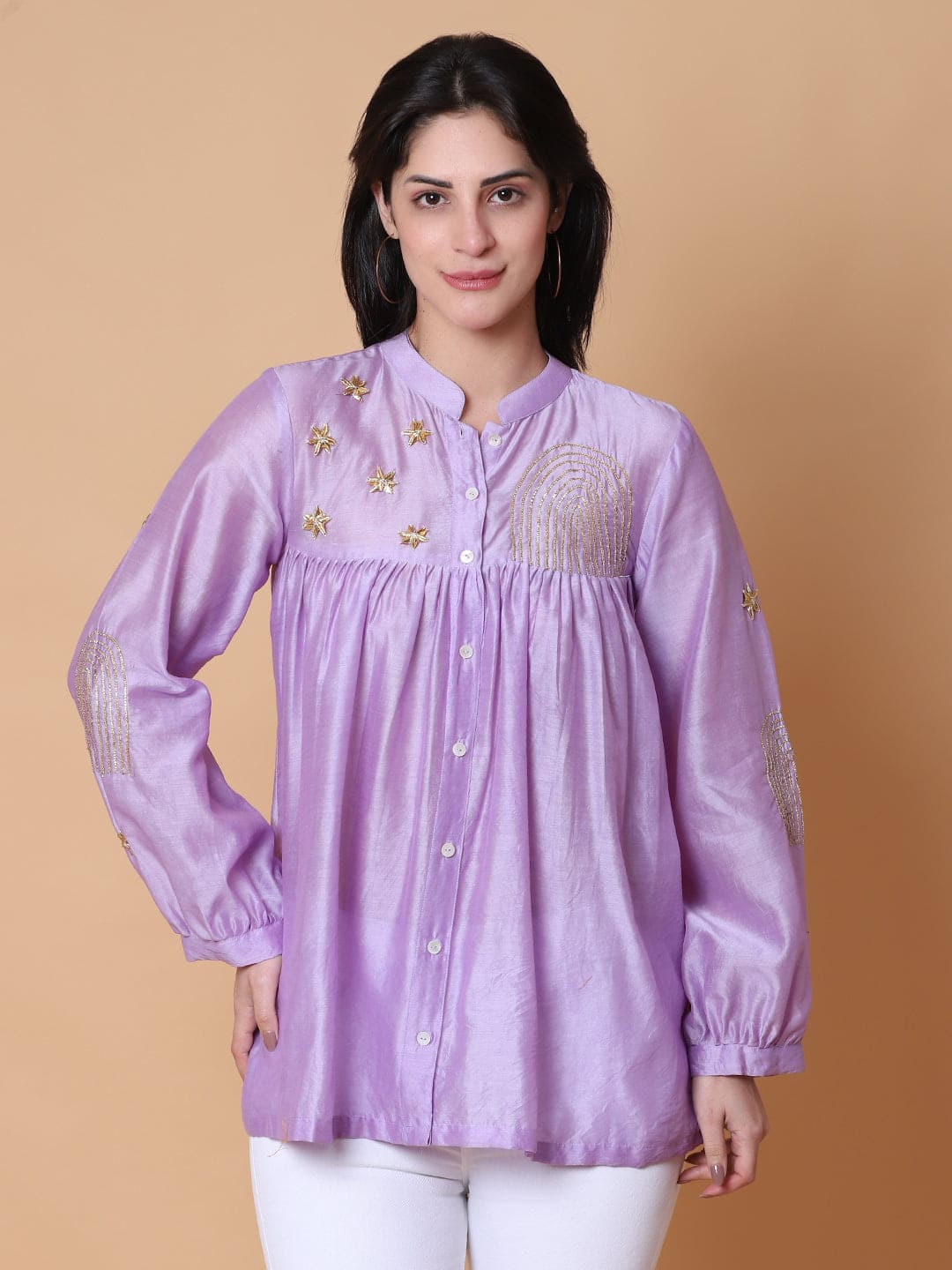 Gota Work Front Open Shirt - Levendor - Charkha TalesGota Work Front Open Shirt - Levendor