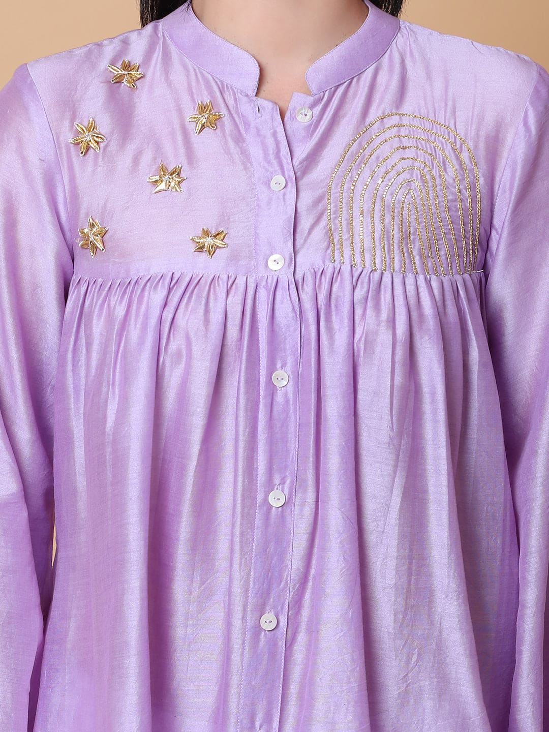 Gota Work Front Open Shirt - Levendor - Charkha TalesGota Work Front Open Shirt - Levendor