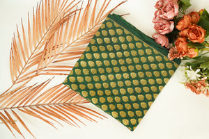 Green Handwoven Banarasi Butta Fabric