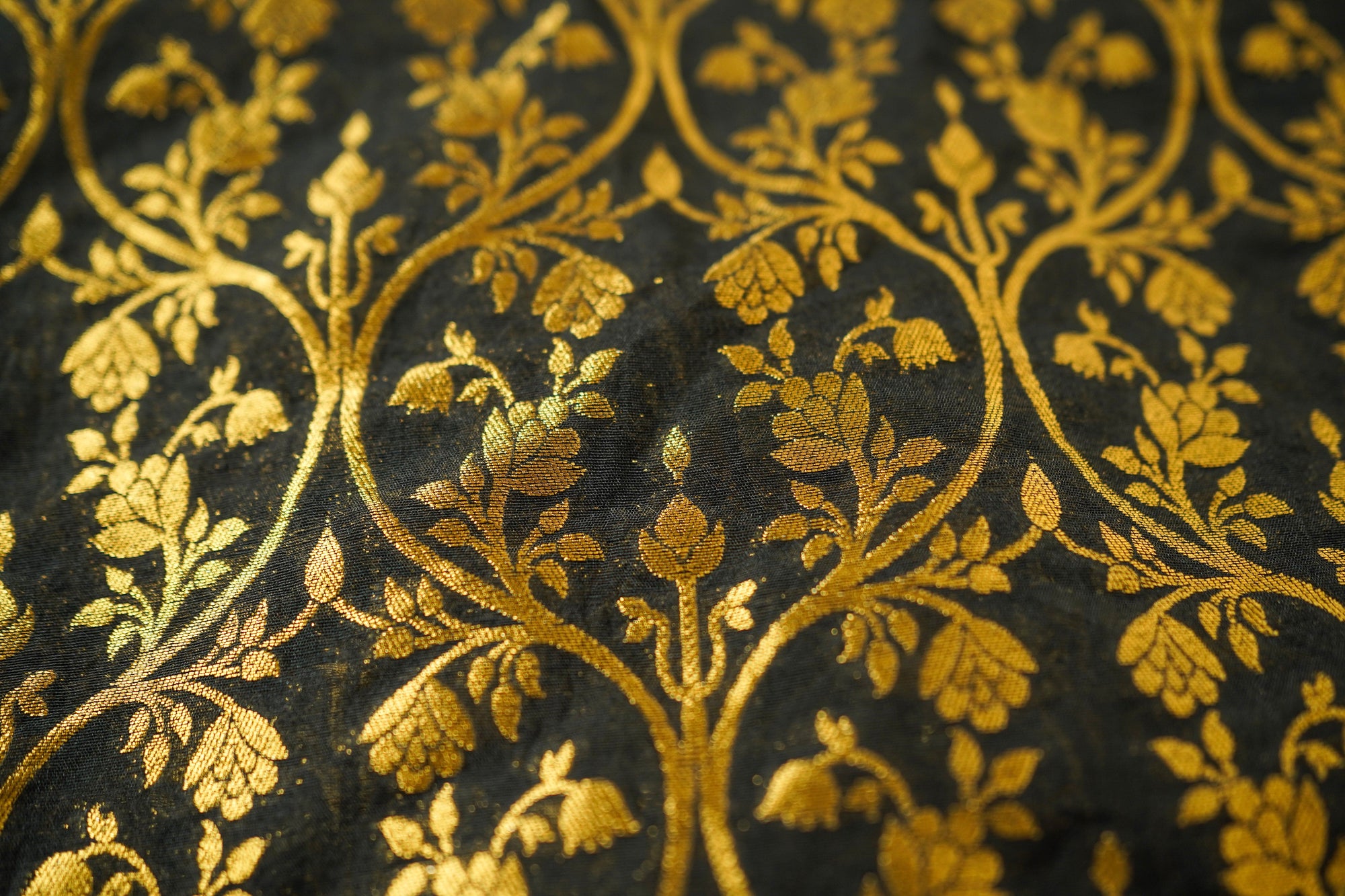 Green Banarasi Fabric - Charkha TalesGreen Banarasi Fabric