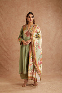 Green Cotton Silk Kurta Set