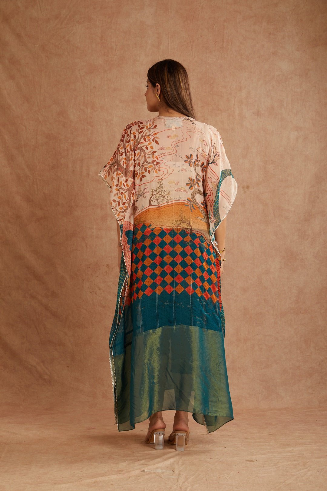 Green Embroidered Women Kaftan - Charkha TalesGreen Embroidered Women Kaftan