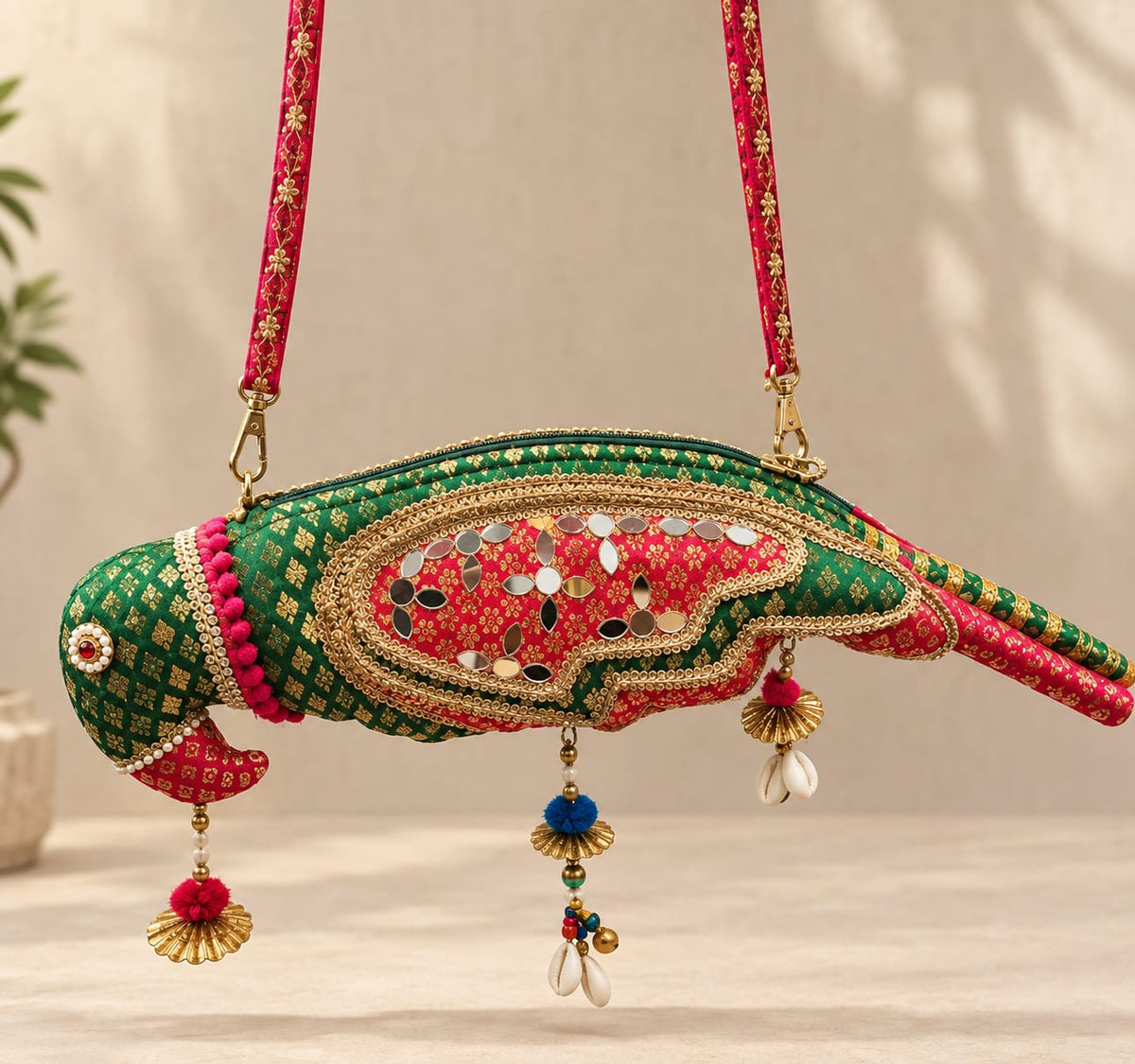 Green & Red Women Bag - Charkha TalesGreen & Red Women Bag