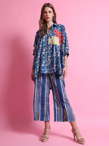 Indigo Patch Work Co-Ord Set - Blue