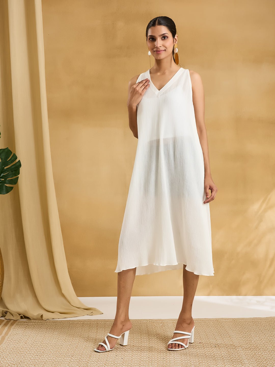 Jamdani Embroidered Dress - Peach - Charkha TalesJamdani Embroidered Dress - Peach