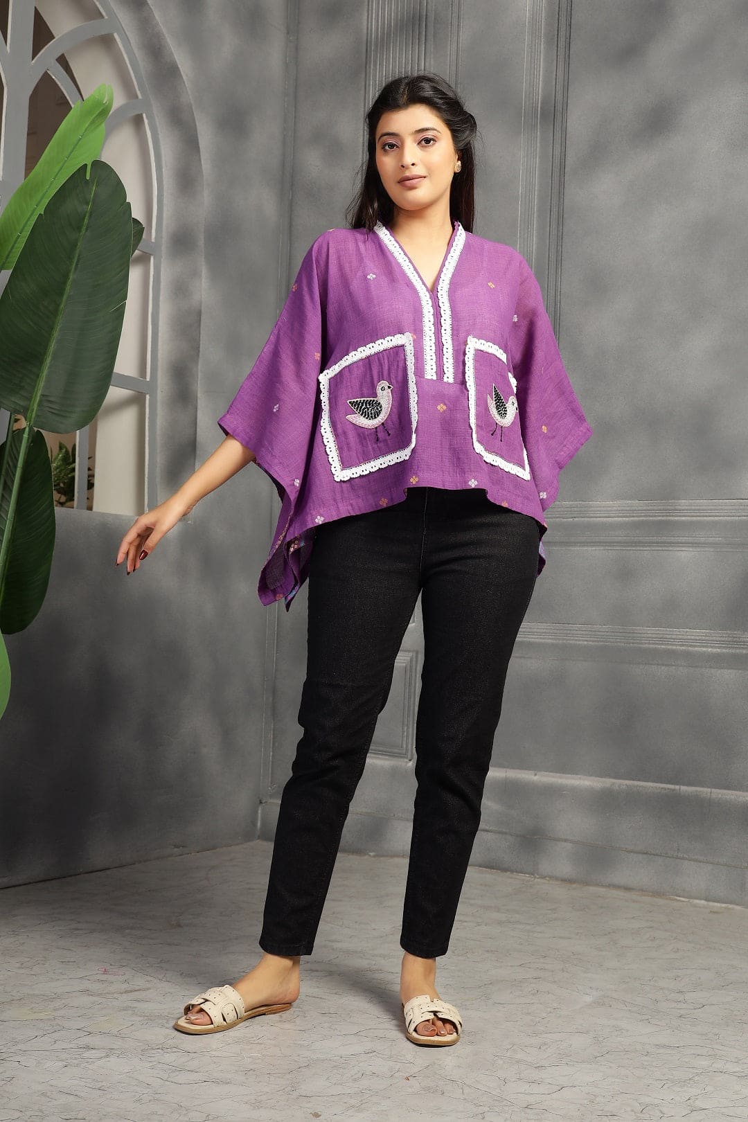 Kaftaan Women Top - Purple - Charkha TalesKaftaan Women Top - Purple