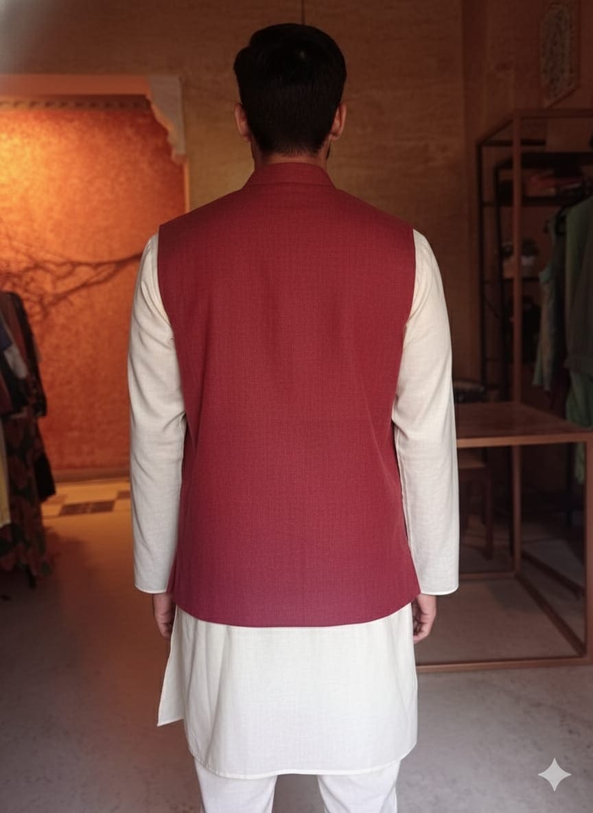 Kantha men Jacket - Maroon - Charkha TalesKantha men Jacket - Maroon