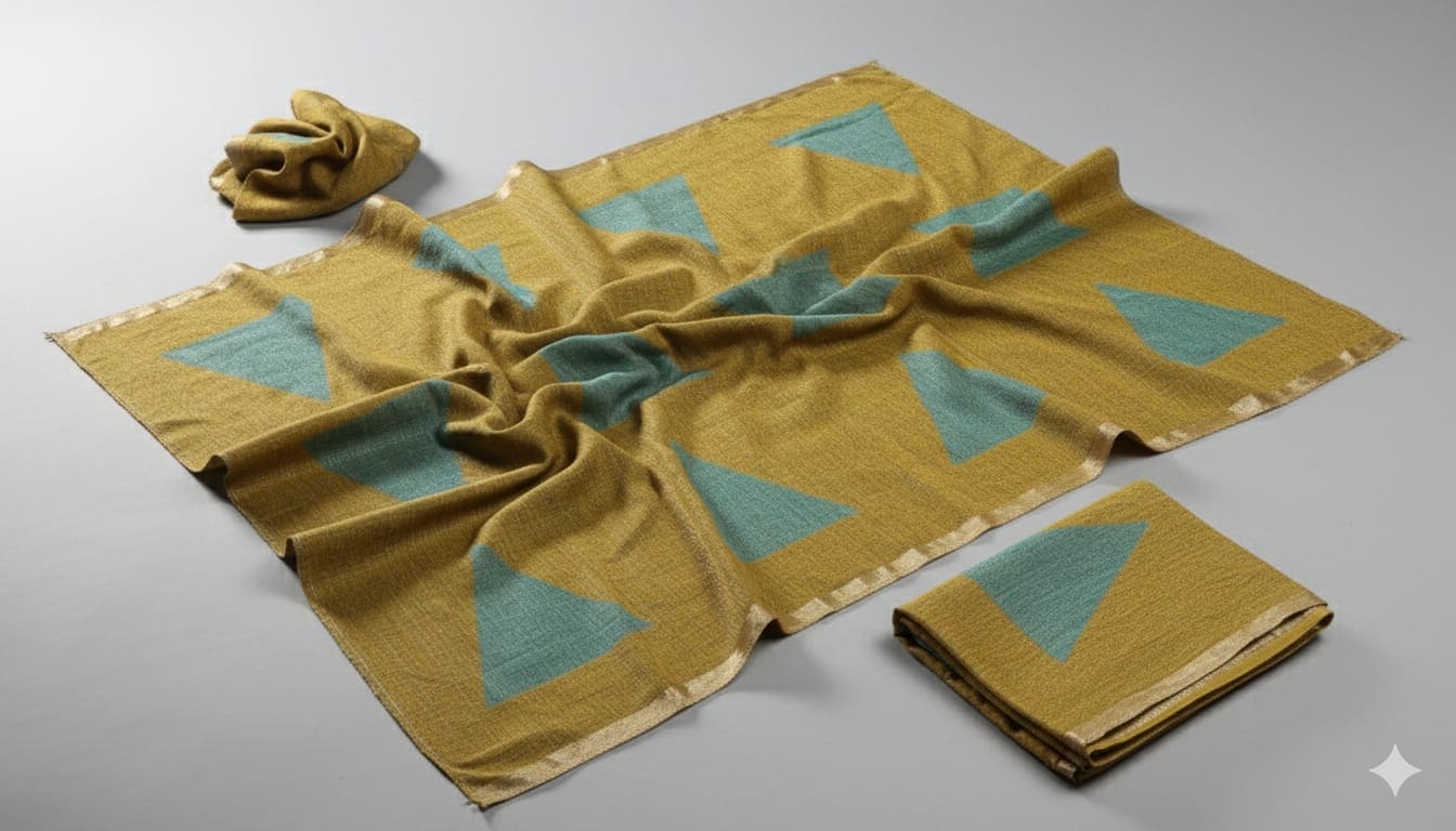 Kota Silk Clamp Clamp Dye Fabric - Yellow - Charkha TalesKota Silk Clamp Clamp Dye Fabric - Yellow