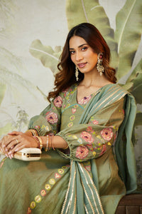 Lachka Gota & Patch Work Kurta Set - Green