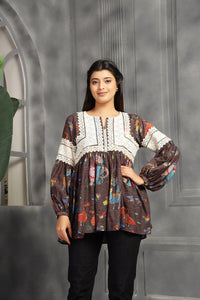 Madhubani Lace Top - Black....