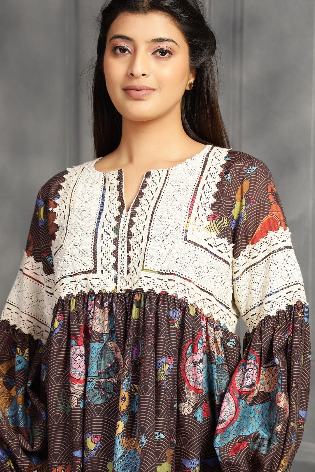 Madhubani Lace Top - Black - Charkha TalesMadhubani Lace Top - Black