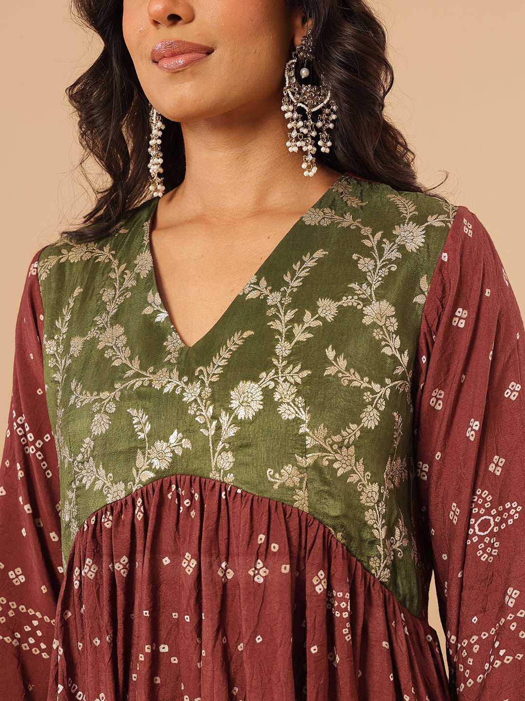Maroon Bandhani Print Co - Ord Set - Charkha TalesMaroon Bandhani Print Co - Ord Set