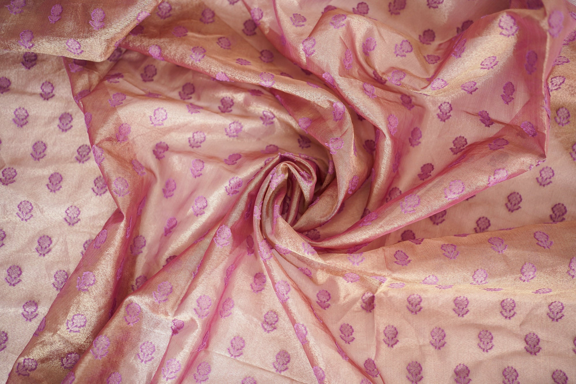 Mauve Banarasi Butta Fabric - Charkha TalesMauve Banarasi Butta Fabric
