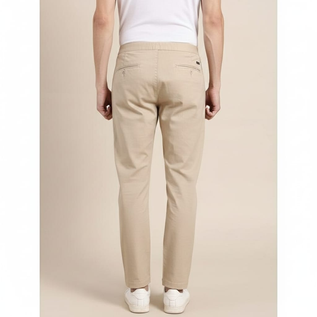 Men Cotton Trouser - Beige - Charkha TalesMen Cotton Trouser - Beige