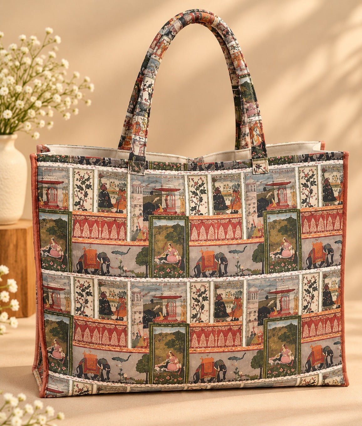 Multicolor Indian Prints Tote Bag - Charkha TalesMulticolor Indian Prints Tote Bag