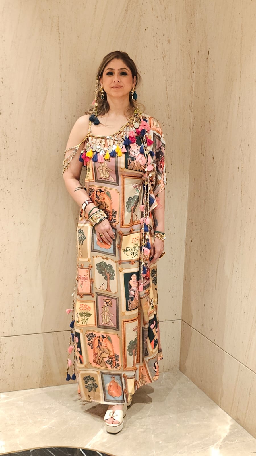 Multicolor Kalighat Indian Print Dress - Charkha TalesMulticolor Kalighat Indian Print Dress