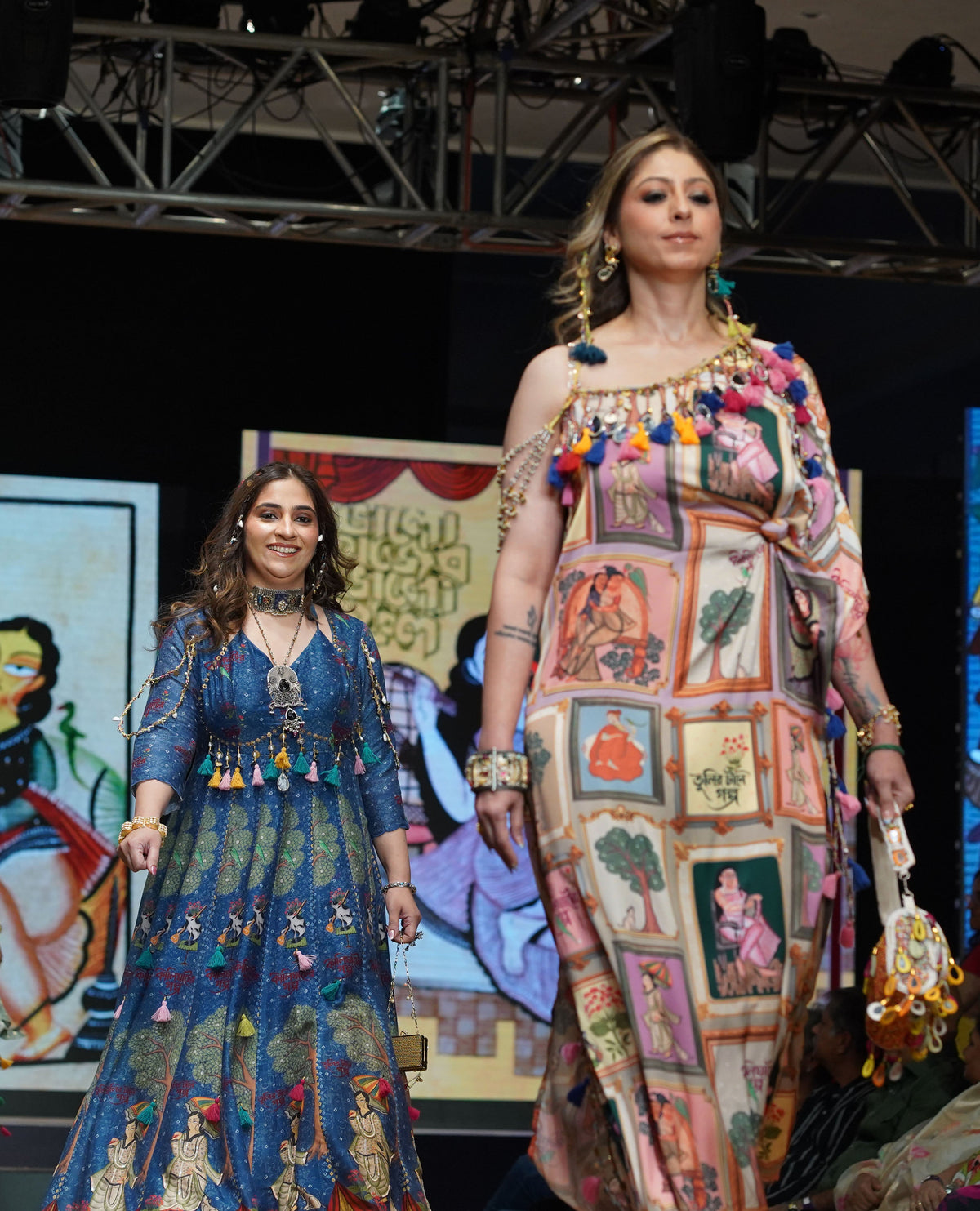 Multicolor Kalighat Indian Print Dress - Charkha TalesMulticolor Kalighat Indian Print Dress