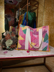 Handcrafted Multicolor Patch Tote Bag