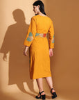 Mustard Gond Artwork Dress - Charkha TalesMustard Gond Artwork Dress