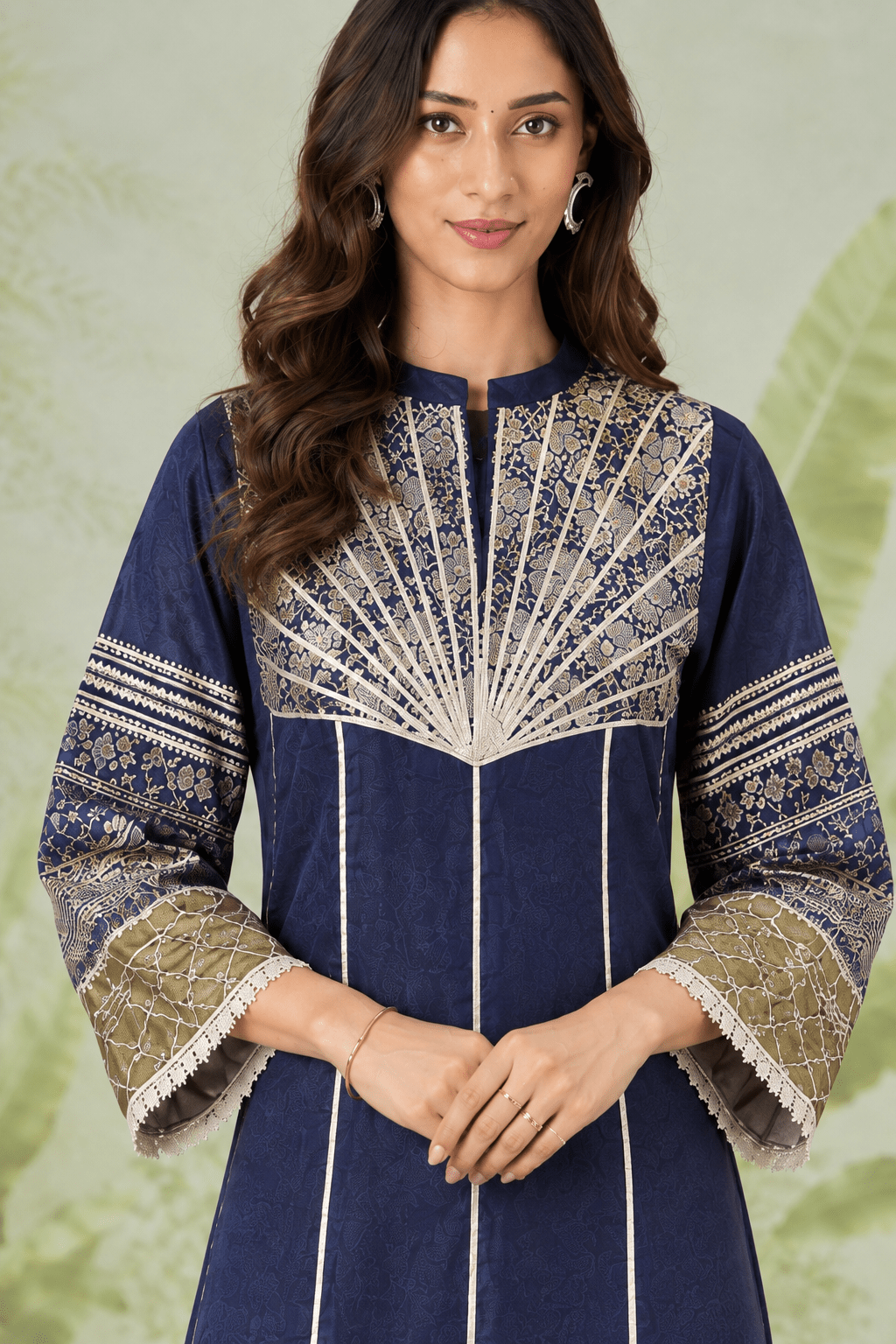 Navy Gotta Banarasi Kurta set - Charkha TalesNavy Gotta Banarasi Kurta set