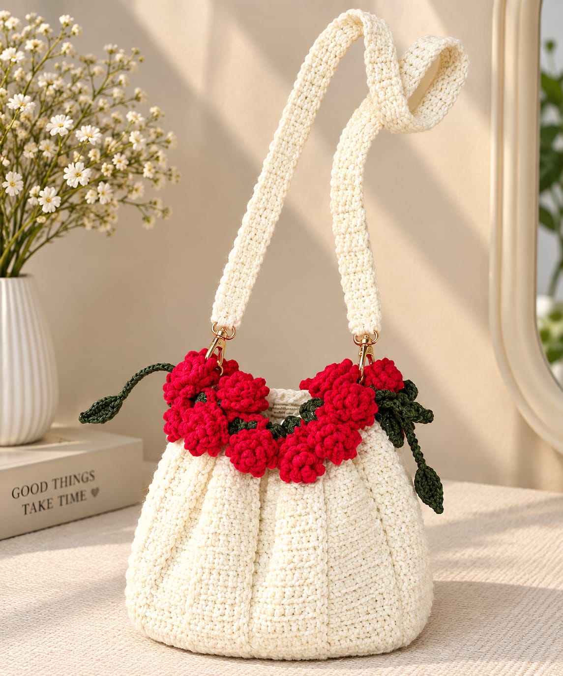 Off-White Crochet bag - Charkha TalesOff-White Crochet bag