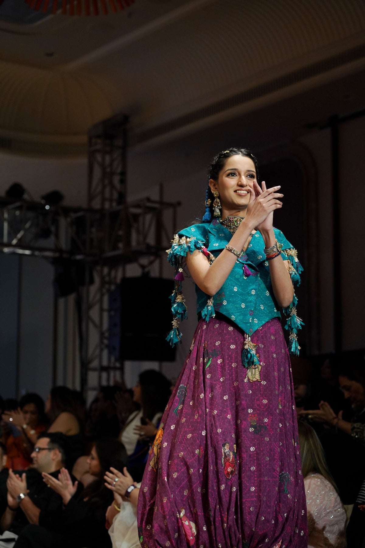 Purple Kalighat Indian Print Top With Skirt - Charkha TalesPurple Kalighat Indian Print Top With Skirt