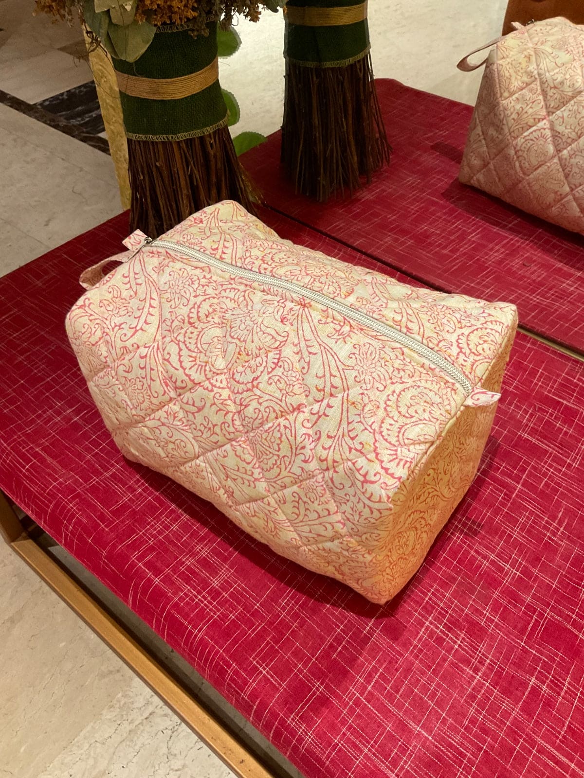 Quilted Duffle Bag - Pink - Charkha TalesQuilted Duffle Bag - Pink