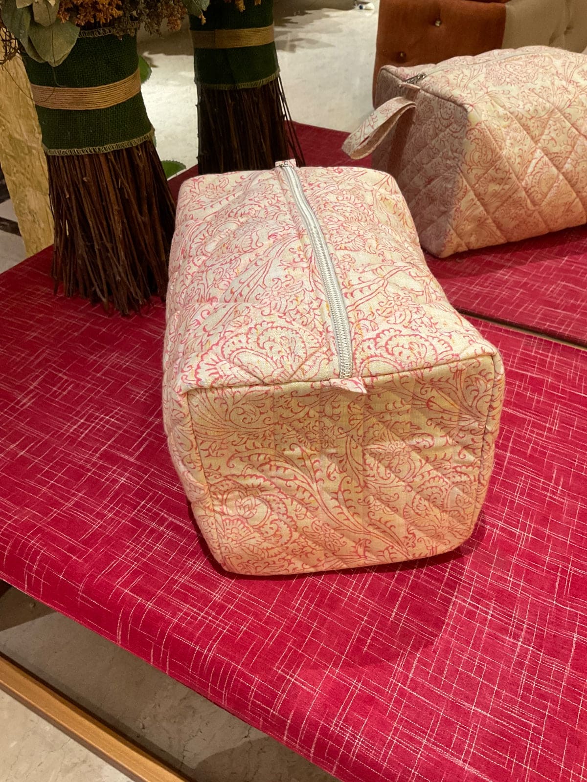 Quilted Duffle Bag - Pink - Charkha TalesQuilted Duffle Bag - Pink