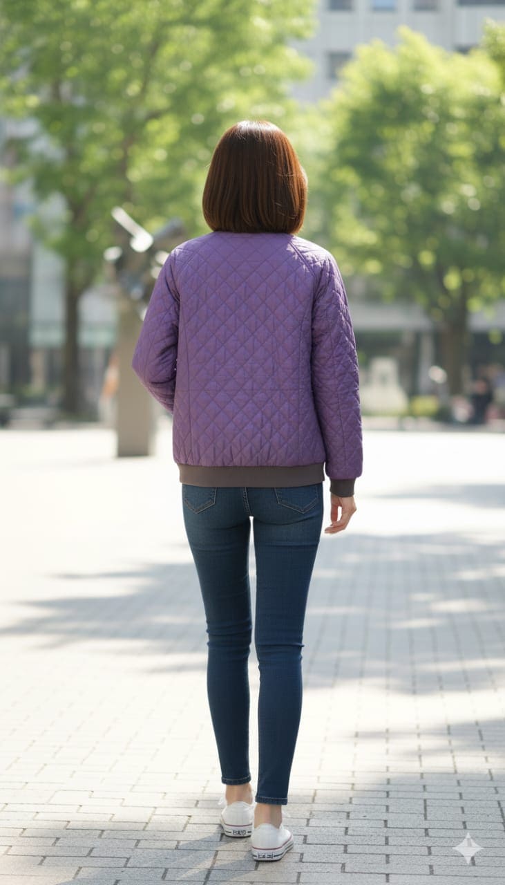 Quilted Patch Work Women Jacket - Purple - Charkha TalesQuilted Patch Work Women Jacket - Purple