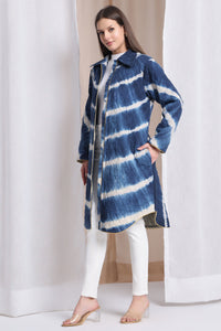 Quilted Winted Long Coat - Blue