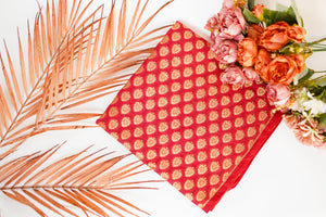 Handwoven Red Banarasi Butta Silk Fabric