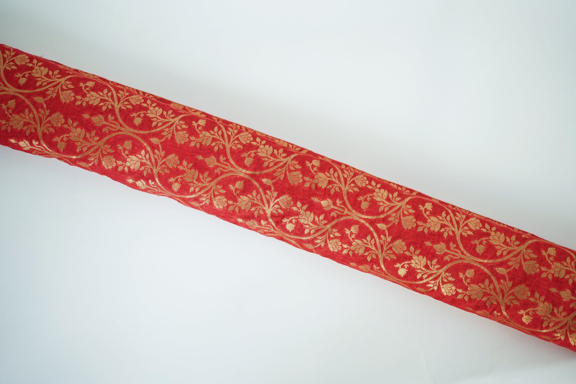 Red Banarasi Fabric - Charkha TalesRed Banarasi Fabric