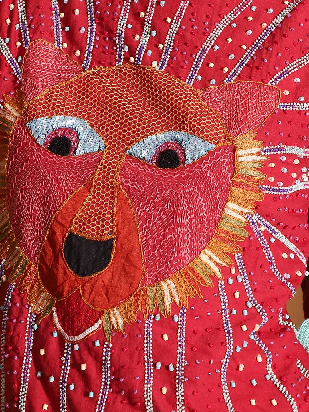 Red Gond Artwork Top & Skirt - Charkha TalesRed Gond Artwork Top & Skirt