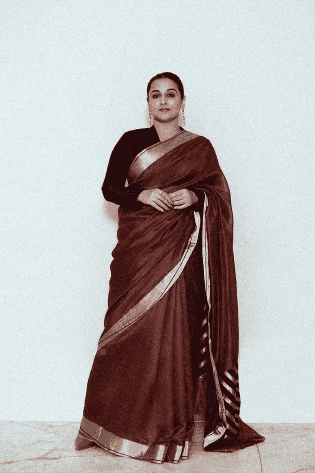 Silk Chanderi Saree - Brown - Charkha TalesSilk Chanderi Saree - Brown