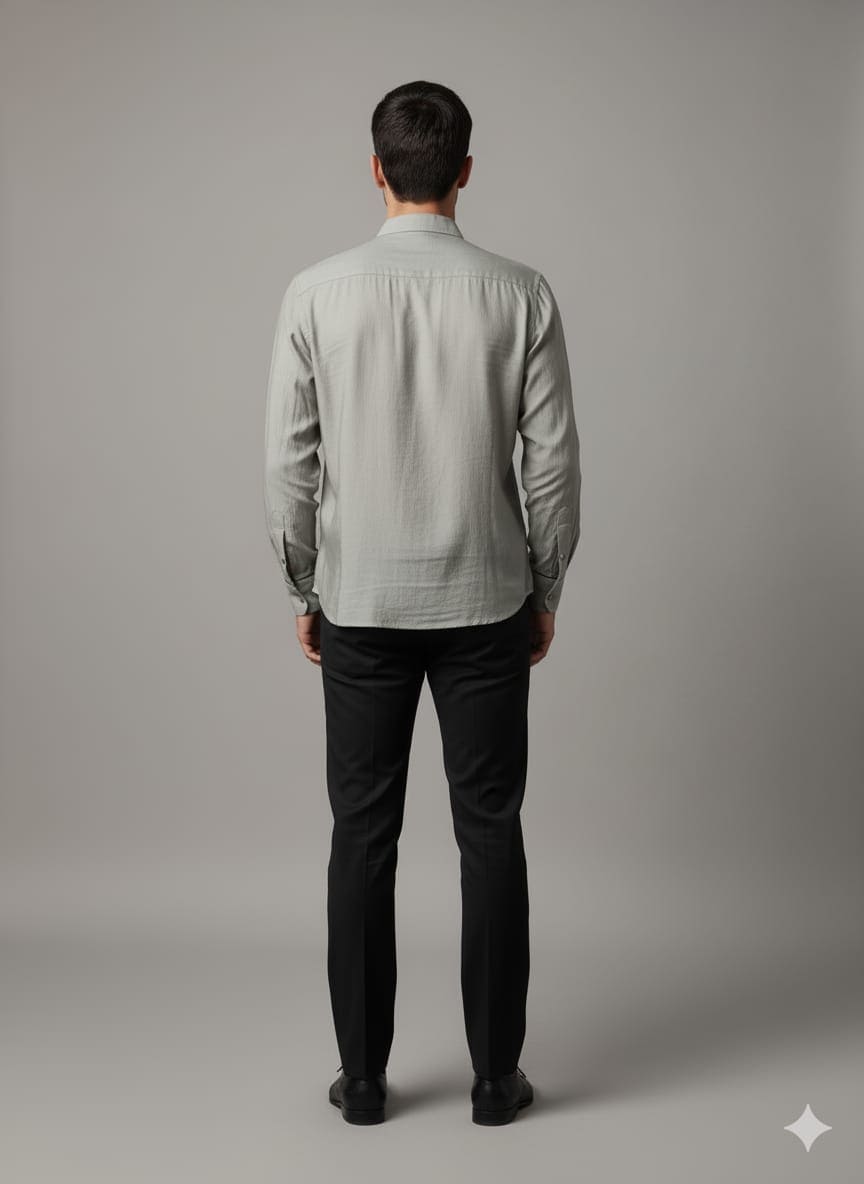 Silk Party Wear Men Shirt - Grey - Charkha TalesSilk Party Wear Men Shirt - Grey