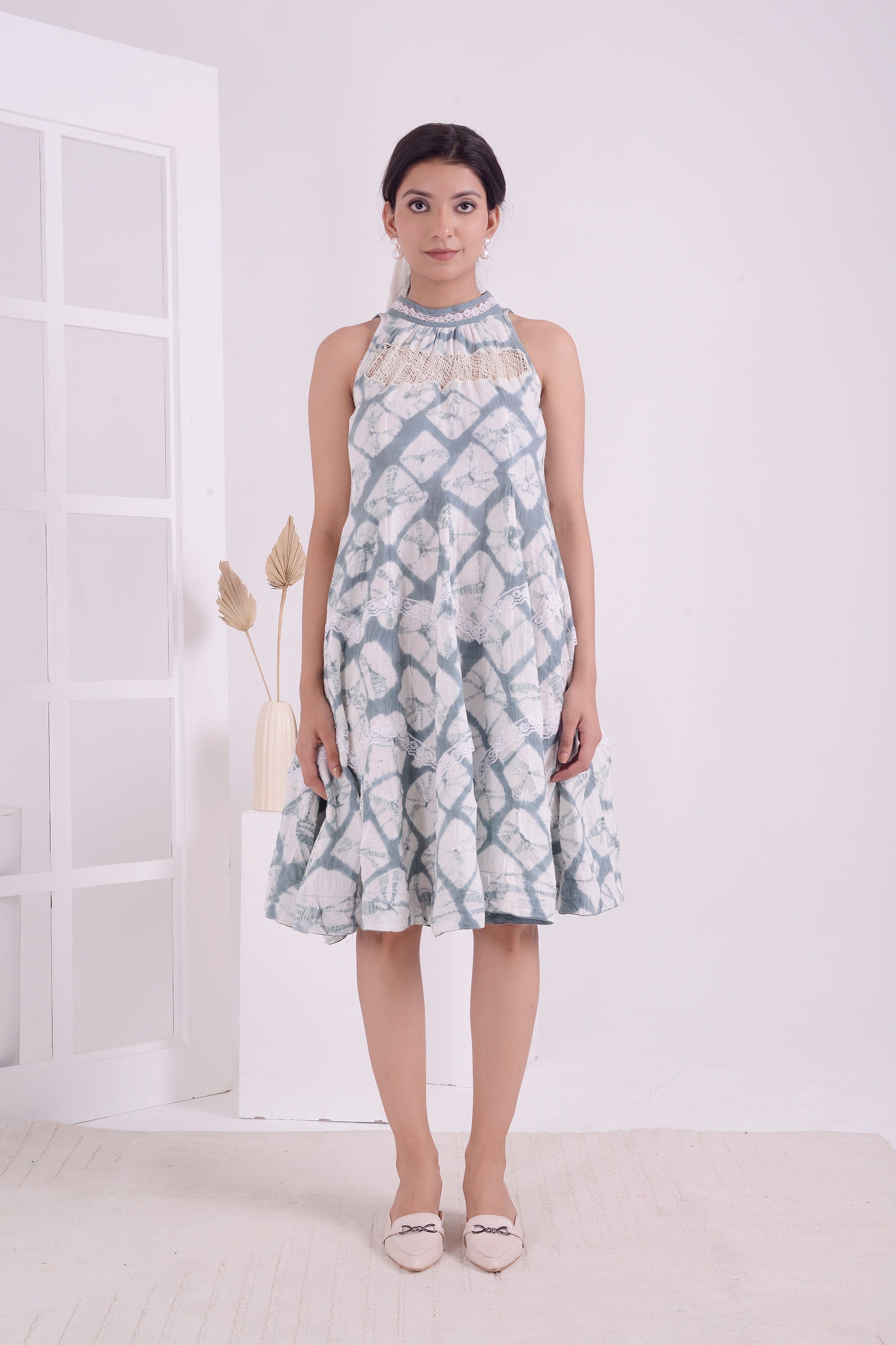 Tie - Dye Cotton Dress - Grey - Charkha TalesTie - Dye Cotton Dress - Grey