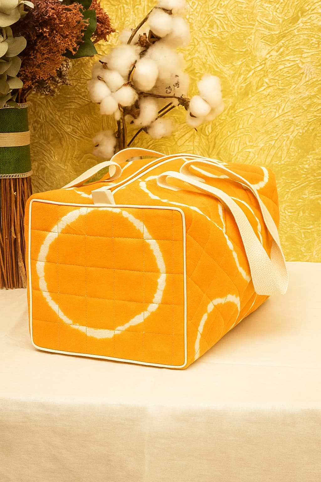 Tie & Dye Duffle Bag - Orange - Charkha TalesTie & Dye Duffle Bag - Orange