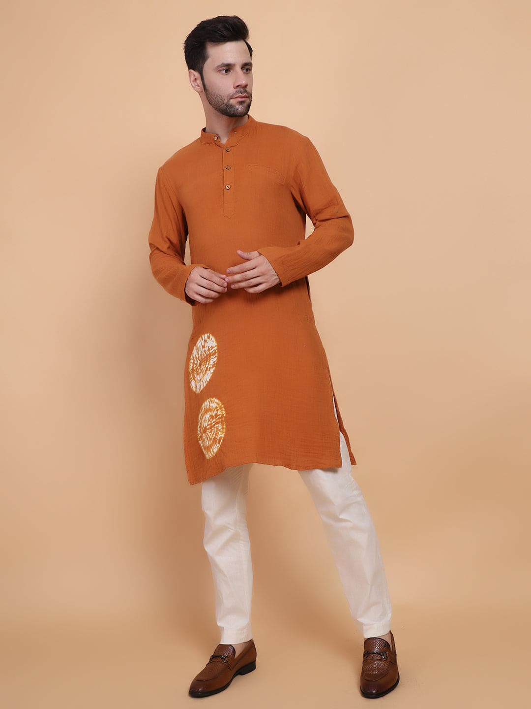 Tie & Dye Kurta Set - Yellow - Charkha TalesTie & Dye Kurta Set - Yellow