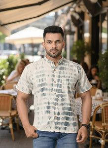 Tie Dye Men Shirt - Black & White