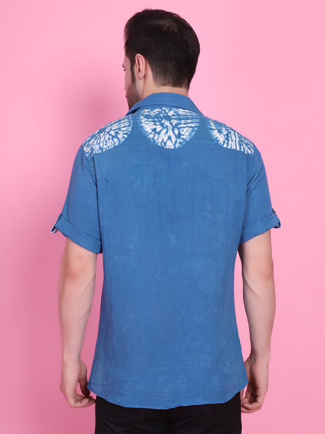 Tie & Dye Men Shirt - Blue - Charkha TalesTie & Dye Men Shirt - Blue