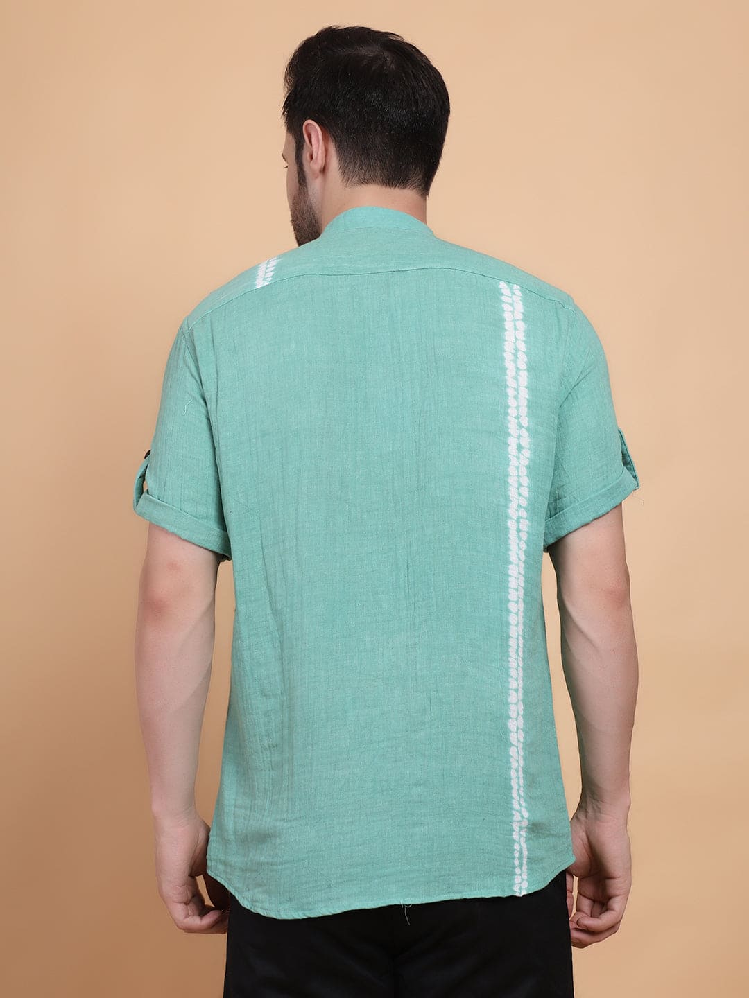 Tie & Dye Men Shirt - Turquoise - Charkha TalesTie & Dye Men Shirt - Turquoise