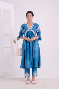 Tie-Dye Women Kurta Set - Blue