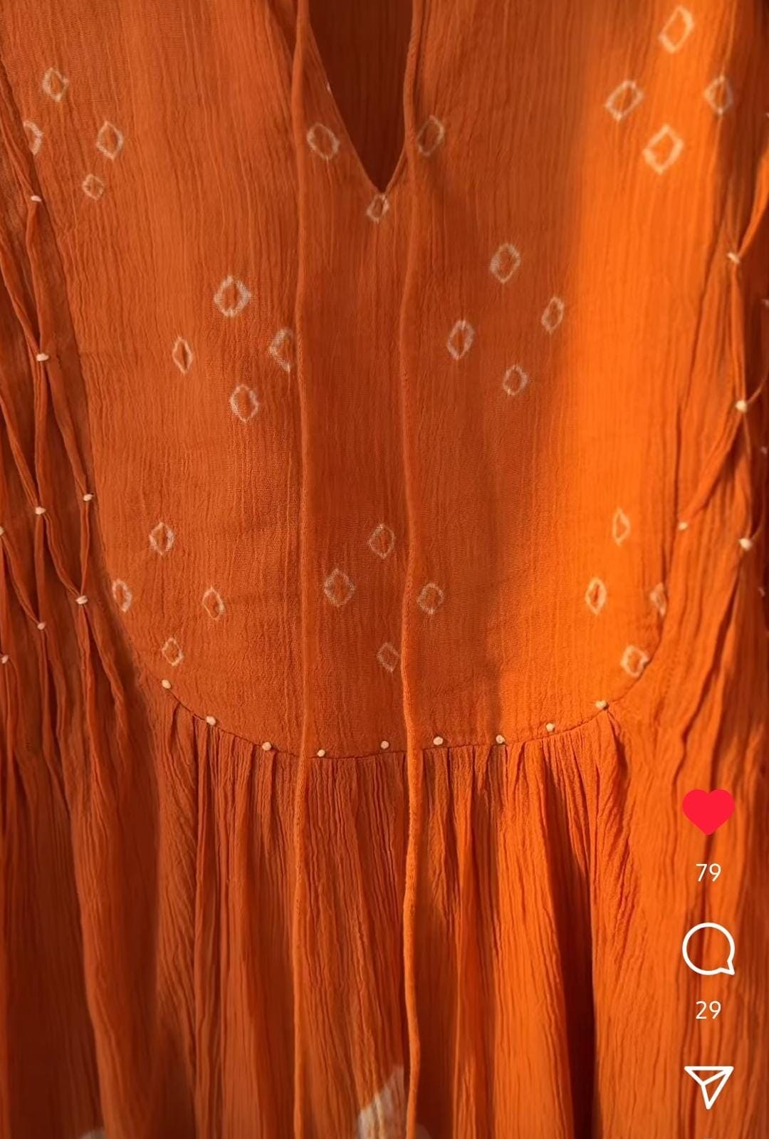 Tie & Dye Women Kurta Set - Orange - Charkha TalesTie & Dye Women Kurta Set - Orange